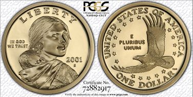 2001-S SAC$1 PR70DCAM