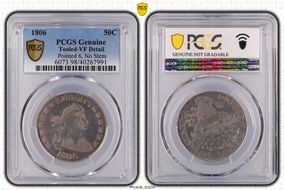 1806 50C Pointed 6, No Stem N1