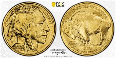 2008-W $50 Burnished American Buffalo .9999 Fine Gold SP70