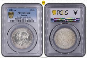 1911-A 3 Mk Breslau Univ J-108 MS64