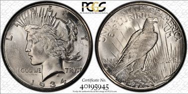 1934-S $1 MS66