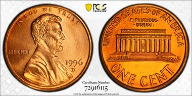 1996-D 1C MS68+ RD