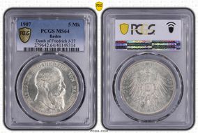 1907 5 Mk Death of Friedrich J-37 MS64