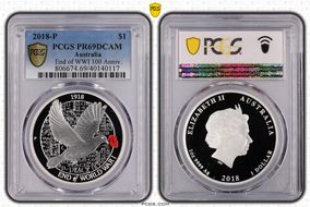 2018-P $1 End of WWI 100th Ann Colorized PR69DCAM