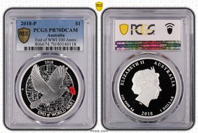 2018-P $1 End of WWI 100th Ann Colorized PR70DCAM