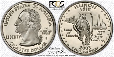 2003-S 25C Illinois PR70DCAM