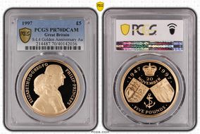 1997 £5 S-L4 Golden Anniversary Au PR70DCAM