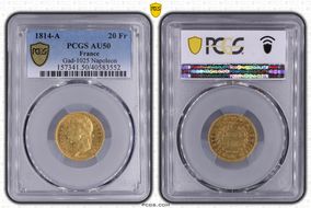 1814-A 20 Fr Gad-1025 Napoleon AU50