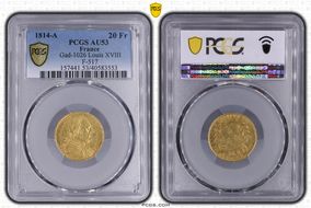 1814-A 20 Fr Gad-1026 Louis XVIII F-517 AU53