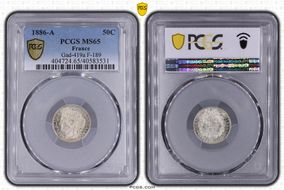 1886-A 50C Gad-419a F-189 MS65