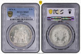 1874-A 5 Fr Gad-745a F-334 MS65