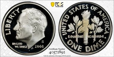 2008-S 10C Silver PR69DCAM