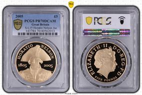 2005 £5 S-L15 Horatio Nelson Au PR70DCAM