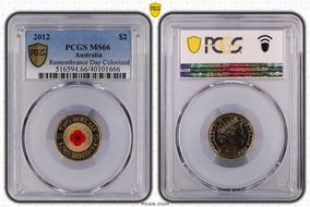 2012 $2 Remembrance Day Colorized MS66