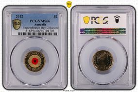 2012 $2 Remembrance Day Colorized MS66