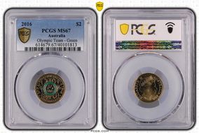 2016 $2 Olympic Team - Green Colorized MS67