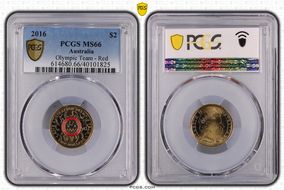 2016 $2 Olympic Team - Red Colorized MS66