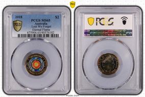 2018 $2 Lest We Forget Eternal Flame Colorized MS65