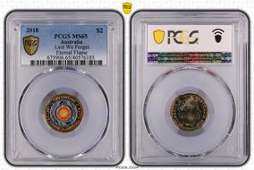 2018 $2 Lest We Forget Eternal Flame Colorized MS65