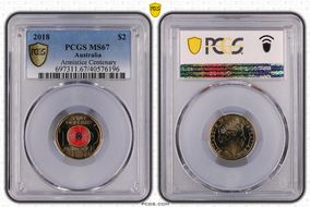 2018 $2 Armistice Centenary Colorized MS67