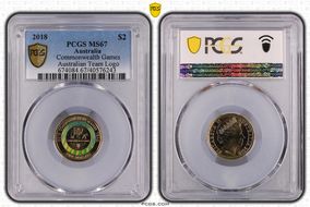 2018 $2 Commonwealth Games Australian Team Logo MS67