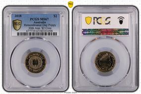 2018 $2 Remembrance Day Poppy 30th Ann. $2 Coin MS67