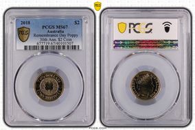 2018 $2 Remembrance Day Poppy 30th Ann. $2 Coin MS67