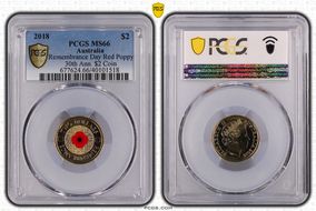 2018 $2 Remembrance Day Red Poppy 30th Ann. $2 Coin Colorized MS66