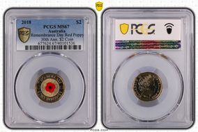 2018 $2 Remembrance Day Red Poppy 30th Ann. $2 Coin Colorized MS67
