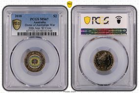 2018 $2 Dome of Australian War 30th Ann. $2 Coin Colorized MS67