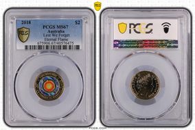 2018 $2 Lest We Forget Eternal Flame Colorized MS67