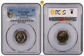 2019 $2 60 Yrs of Mr. Squiggle Blackboard Colorized MS64