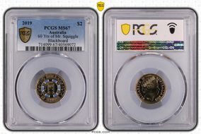 2019 $2 60 Yrs of Mr. Squiggle Blackboard Colorized MS67