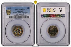 2019 $2 60 Yrs of Mr. Squiggle Mr. Squiggle Colorized MS67