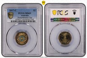 2017-C $2 Remembrance Day Colorized MS69