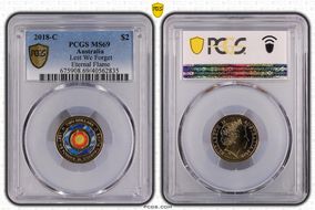 2018-C $2 Lest We Forget Eternal Flame Colorized MS69