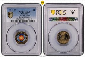 2018-C $2 Lest We Forget Eternal Flame Colorized MS69