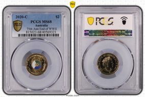 2020-C $2 75th Ann End of WWII Colorized MS68