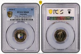 2020-C $2 75th Ann End of WWII Colorized MS68