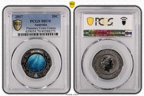 2017 20C Planetary Coins Uranus Colorized MS70