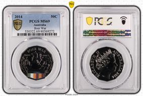 2014 50C Boer War Colorized MS69