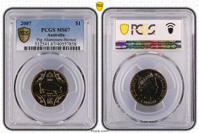 2007 $1 Year of the Pig Aluminum-Bronze MS67