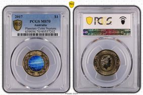 2017 $1 Planetary Coins Neptune Colorized MS70