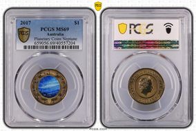 2017 $1 Planetary Coins Neptune Colorized MS69