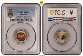 2017 $2 Planetary Coins Mars Colorized MS69