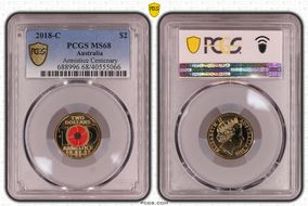 2018-C $2 Armistice Centenary Colorized MS68