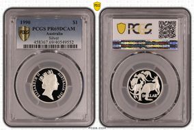 1990 $1 KM-84a  Ag PR69DCAM