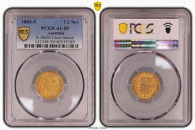 1883-S 1/2 Sov S-3862E Cross Buried AU50