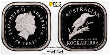 2002-P 50C Kookaburra 1/2oz Ag PR70DCAM