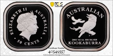2003-P 50C Kookaburra 1/2oz Ag PR70DCAM